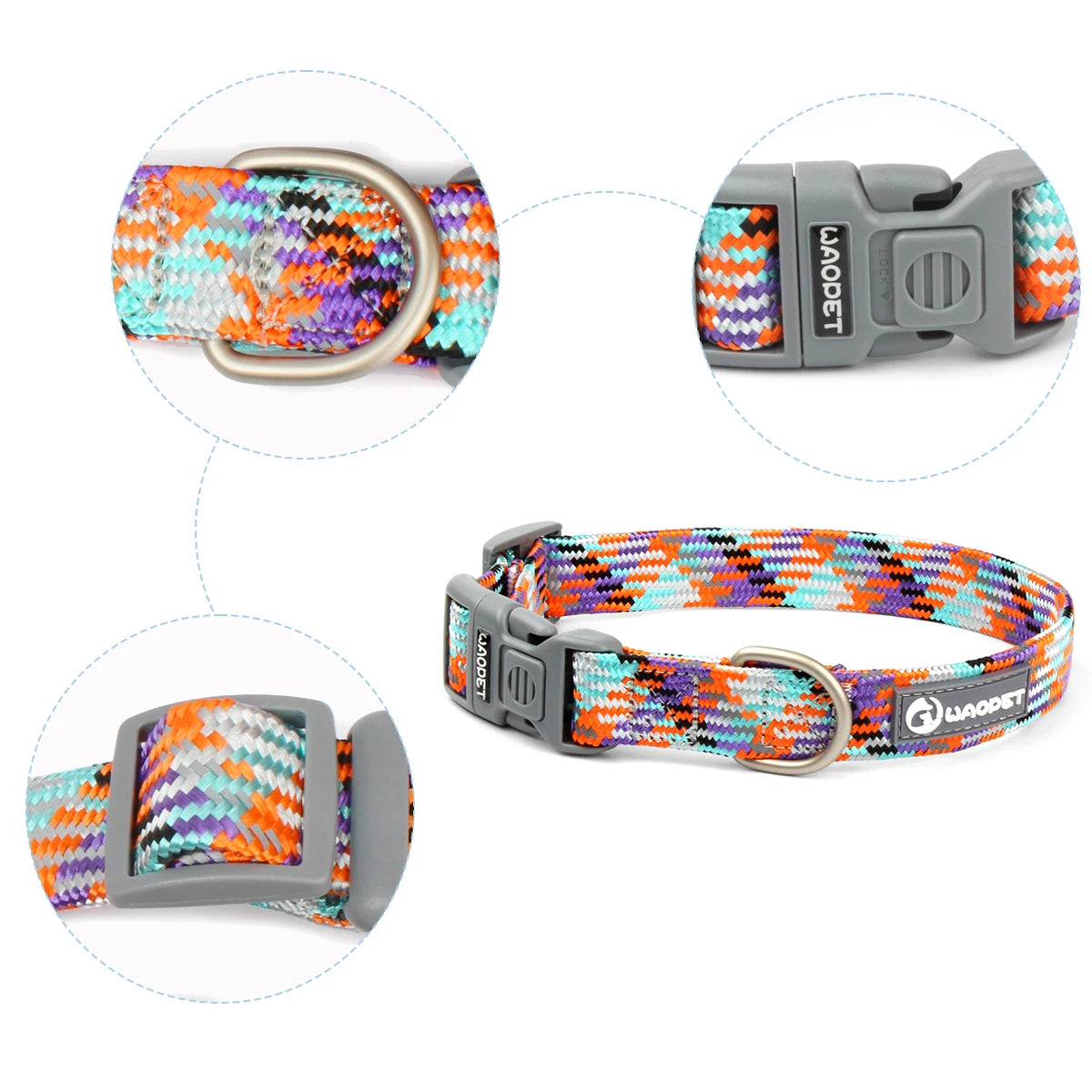 Waopet - Reflecterende Multicolor Halsband